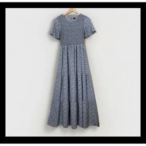Cottagecore Maxi Dress M Tiered Smocking Calico Floral Ditsy